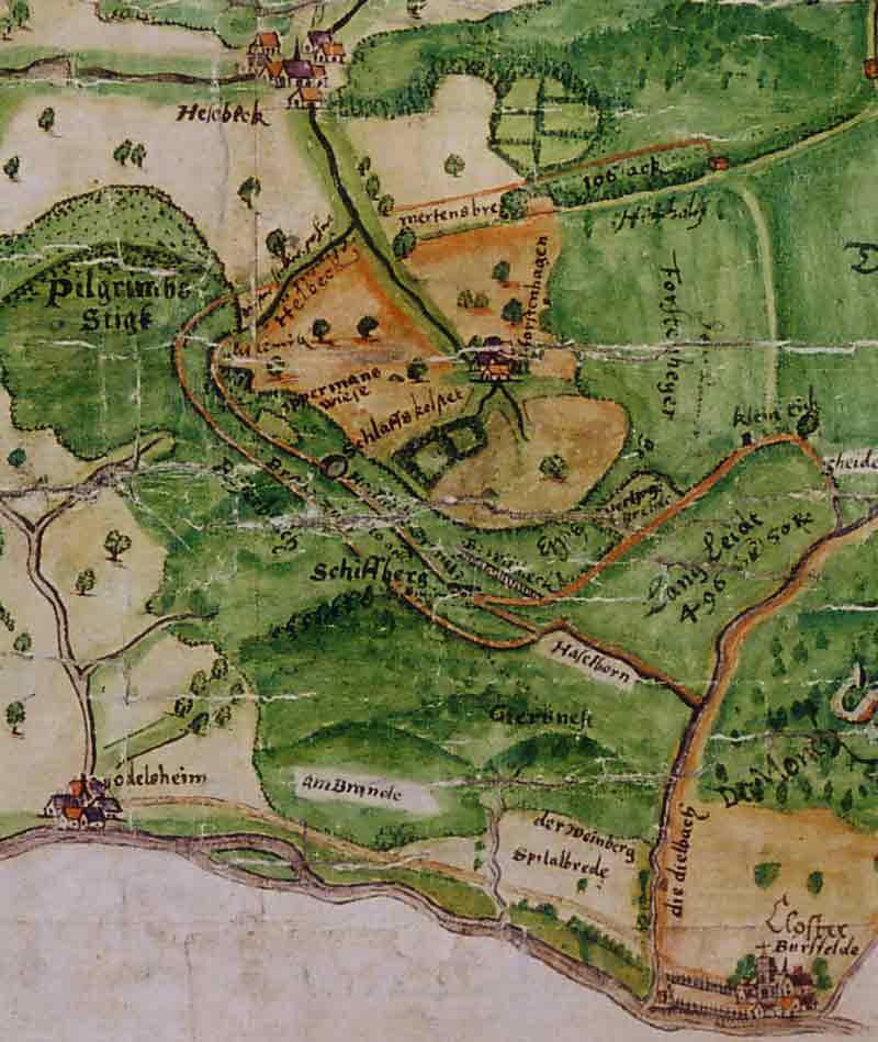 Karte des Gerichts Gieselwerder von 1570 (StA Marburg P II 9798)